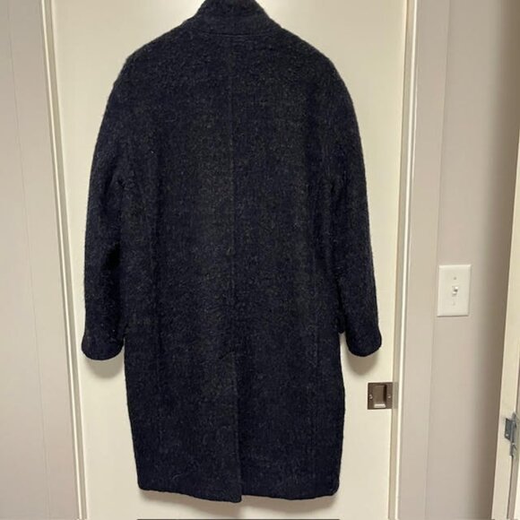 Free People Brushed Wool Oversized Coat Deep Navy Medium - Picture 4 of 14